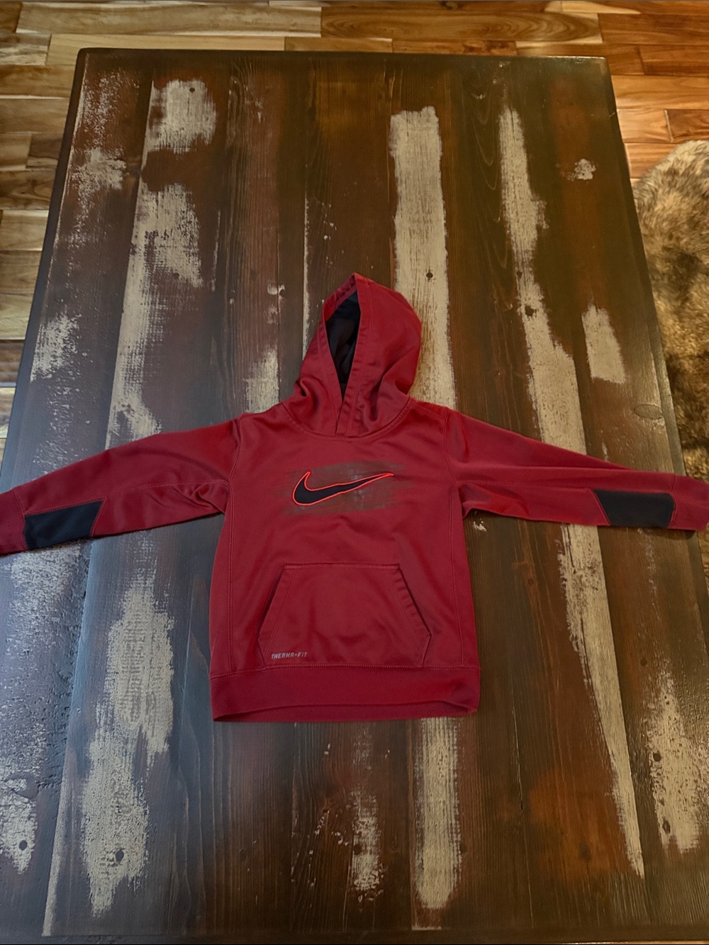 Nike Maroon Hooded Pullover with Black Accents